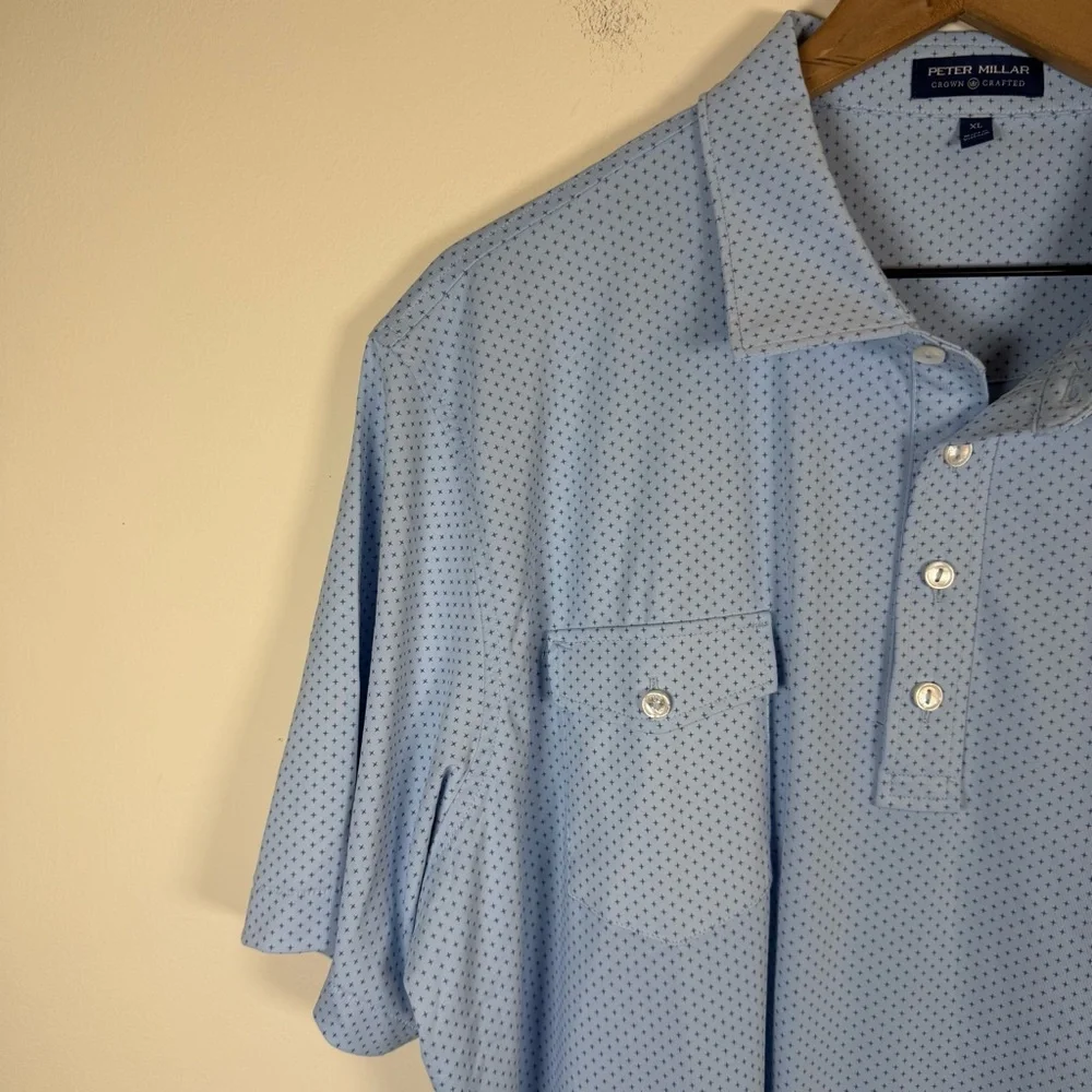 Peter Millar Crown Crafted Golf Polo Size XL Stretch Performance Pocket AOP - Picture 3 of 6